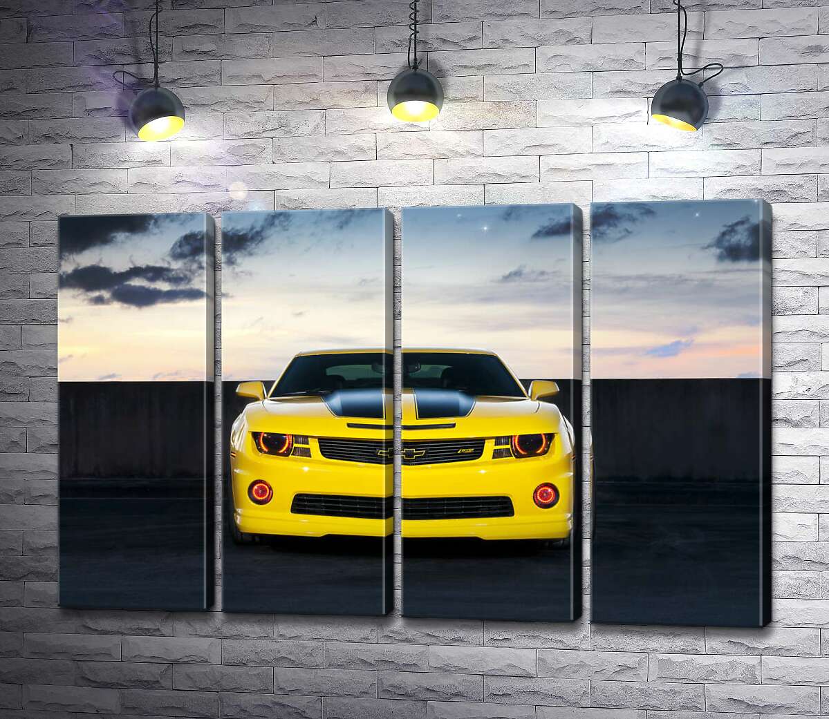 модульна картина Блиск жовтої поверхні автомобіля Chevrolet Camaro (Модуль №24)