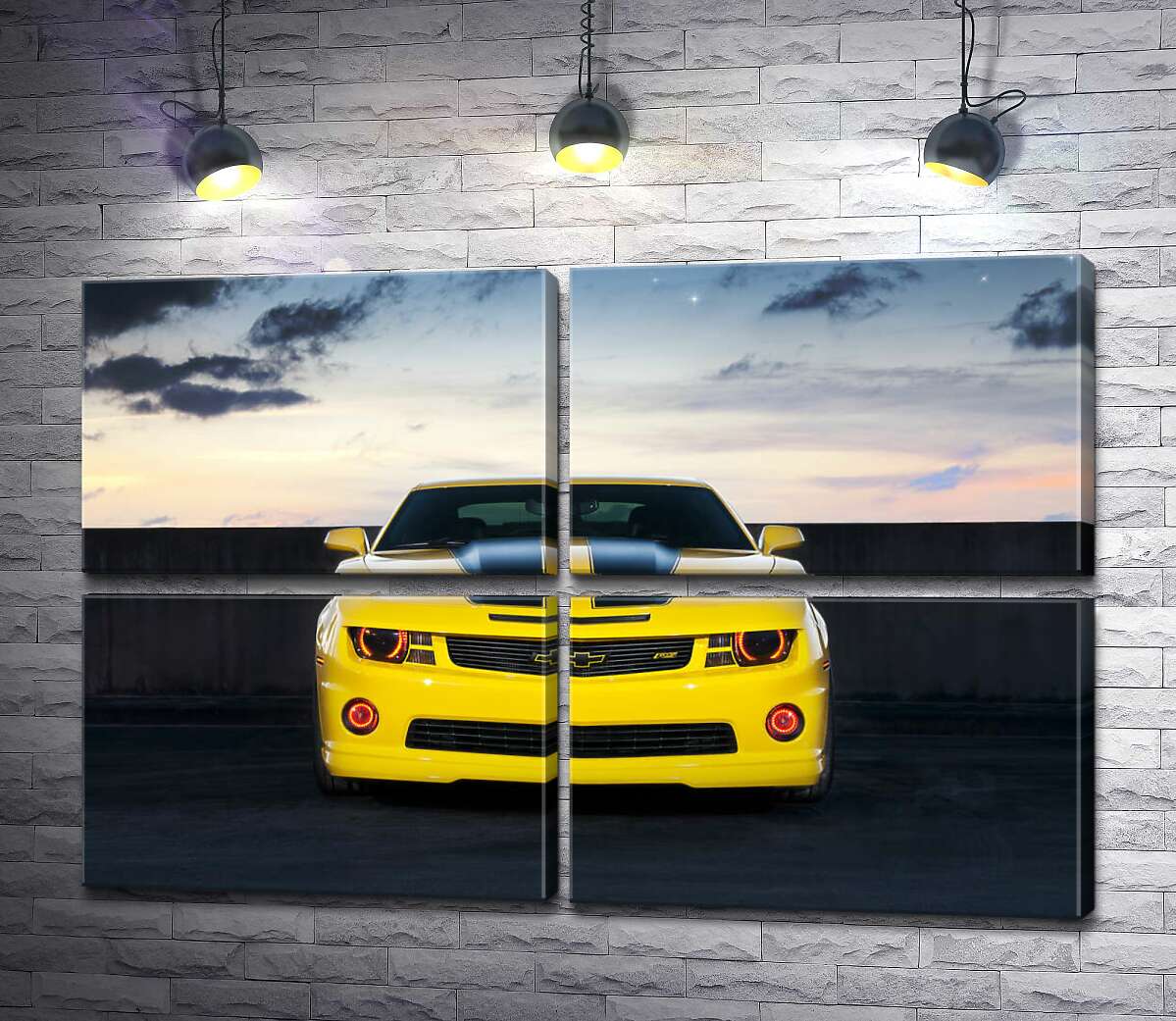 модульна картина Блиск жовтої поверхні автомобіля Chevrolet Camaro (Модуль №25)