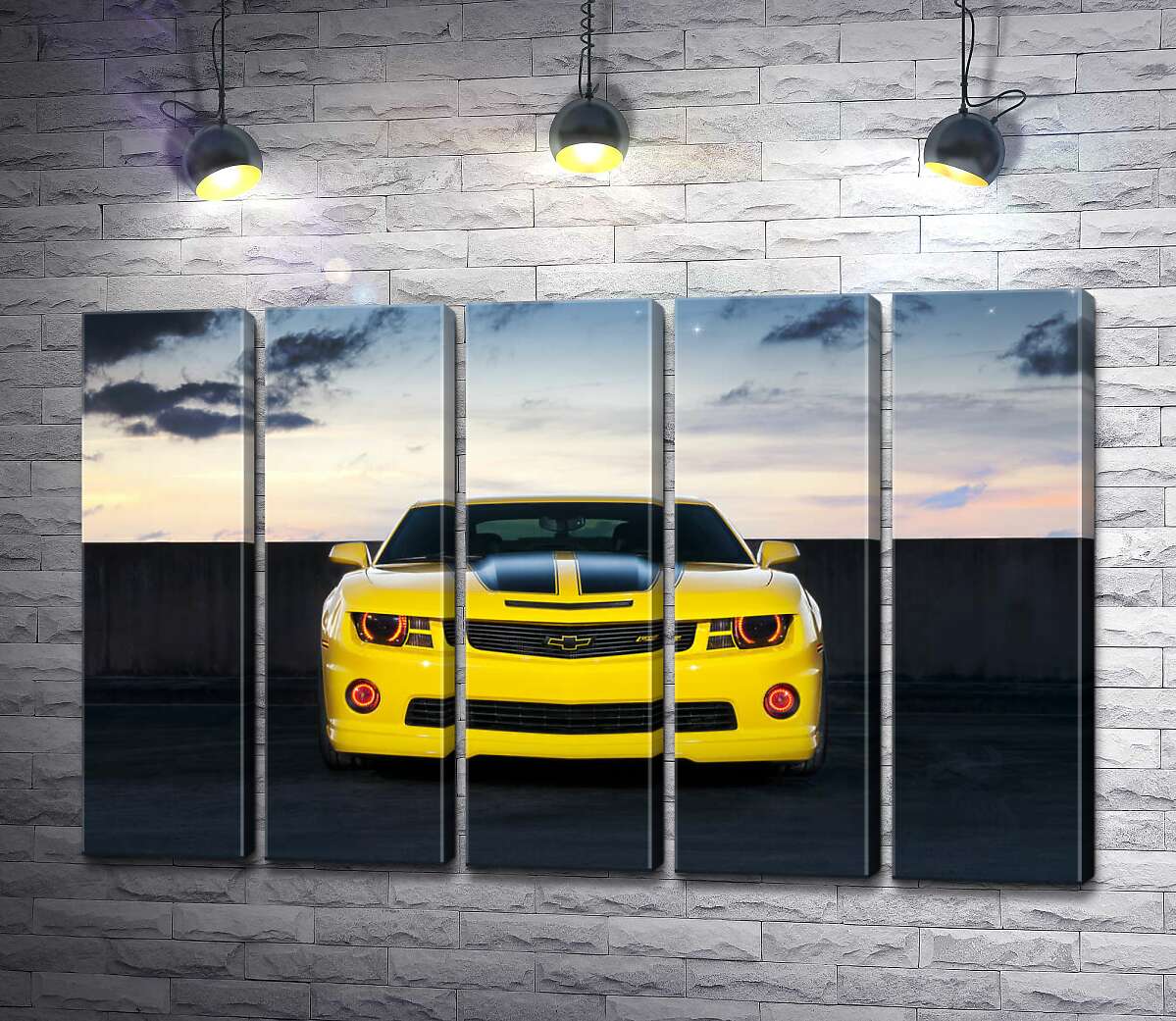 модульная картина Блеск желтой поверхности автомобиля Chevrolet Camaro (Модуль №26)