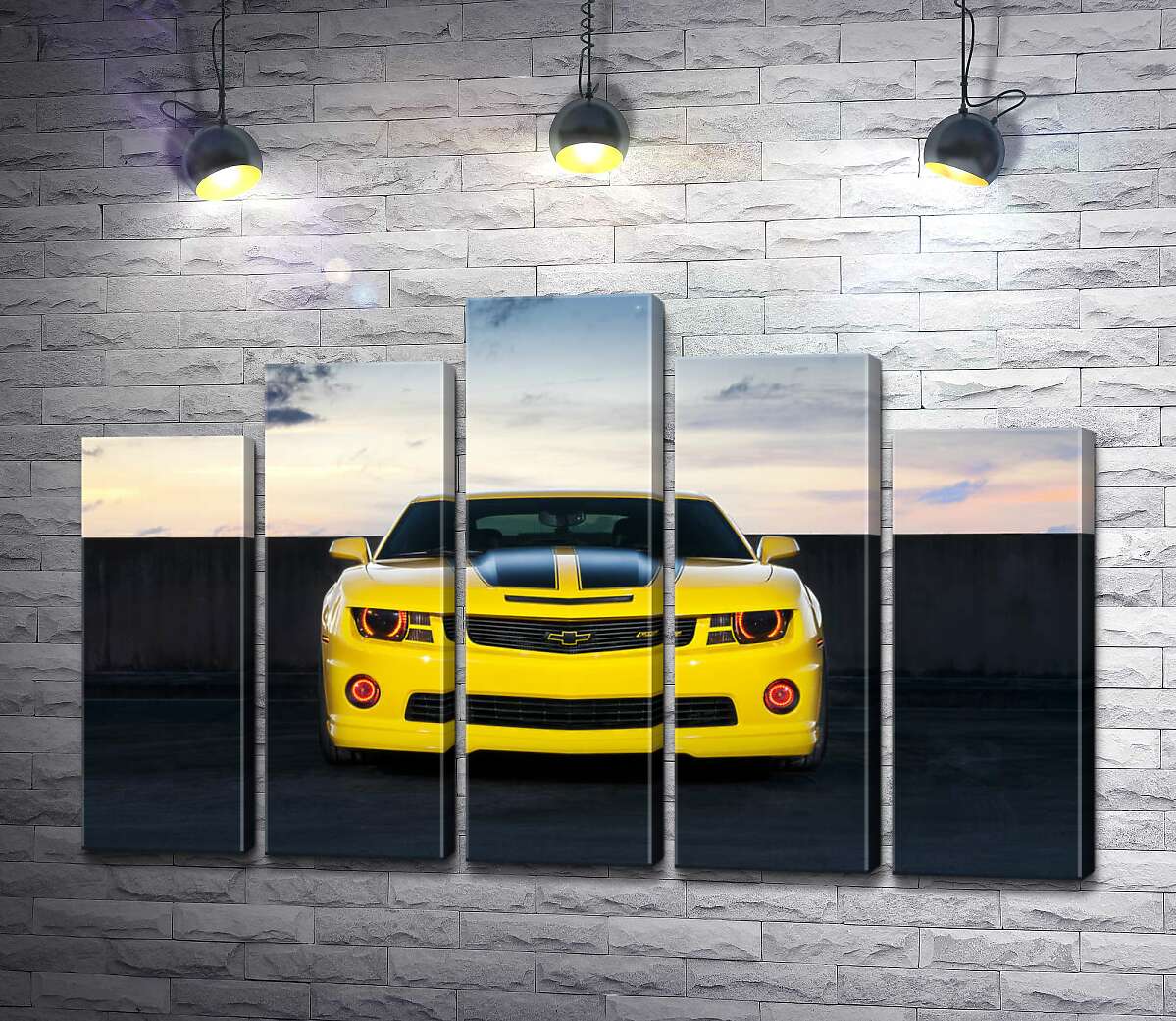 модульна картина Блиск жовтої поверхні автомобіля Chevrolet Camaro (Модуль №29)