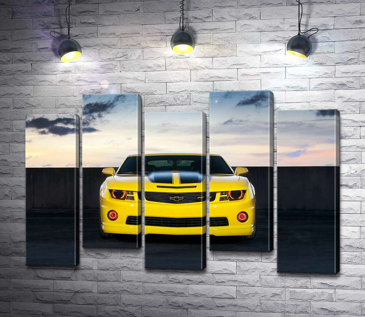 модульна картина Блиск жовтої поверхні автомобіля Chevrolet Camaro (Модуль №30)
