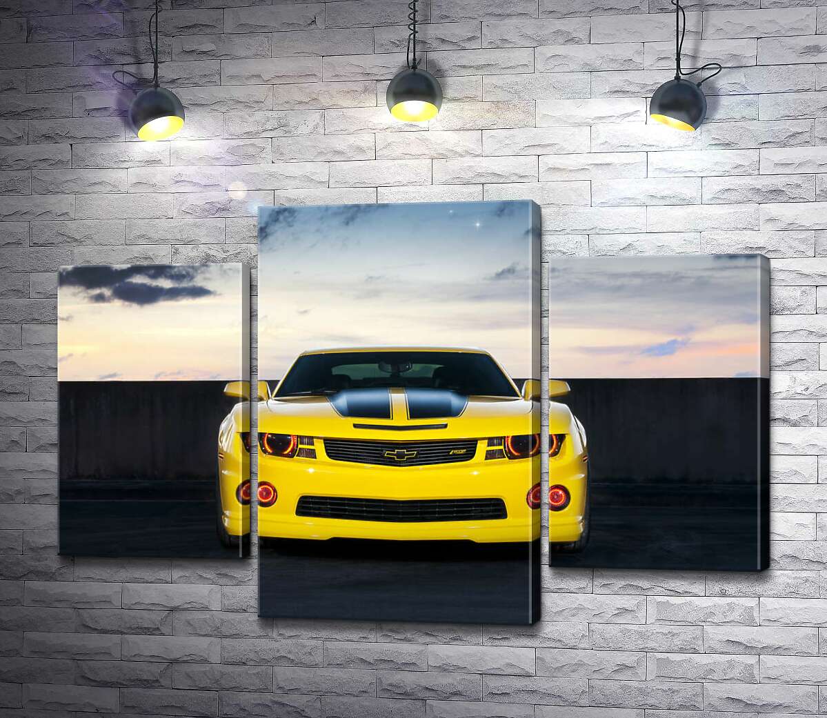 модульная картина Блеск желтой поверхности автомобиля Chevrolet Camaro (Модуль №10)