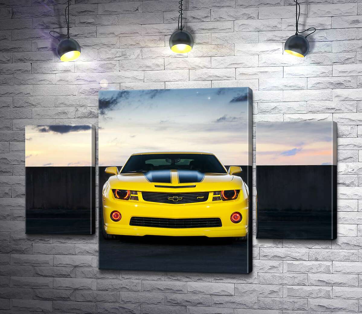 модульная картина Блеск желтой поверхности автомобиля Chevrolet Camaro (Модуль №5)