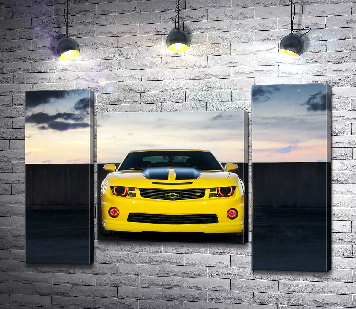 модульная картина Блеск желтой поверхности автомобиля Chevrolet Camaro (Модуль №11)