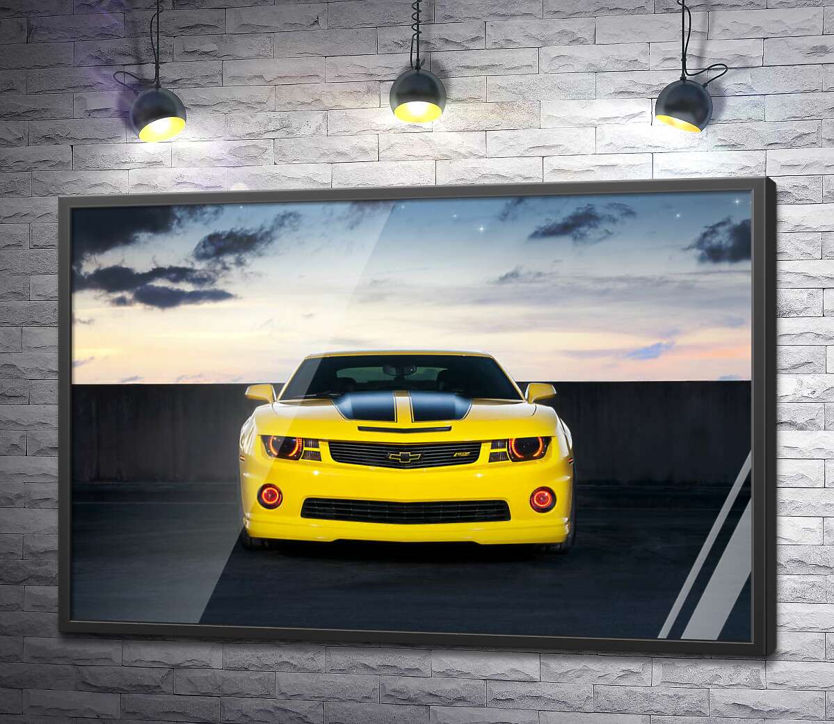 постер Блиск жовтої поверхні автомобіля Chevrolet Camaro