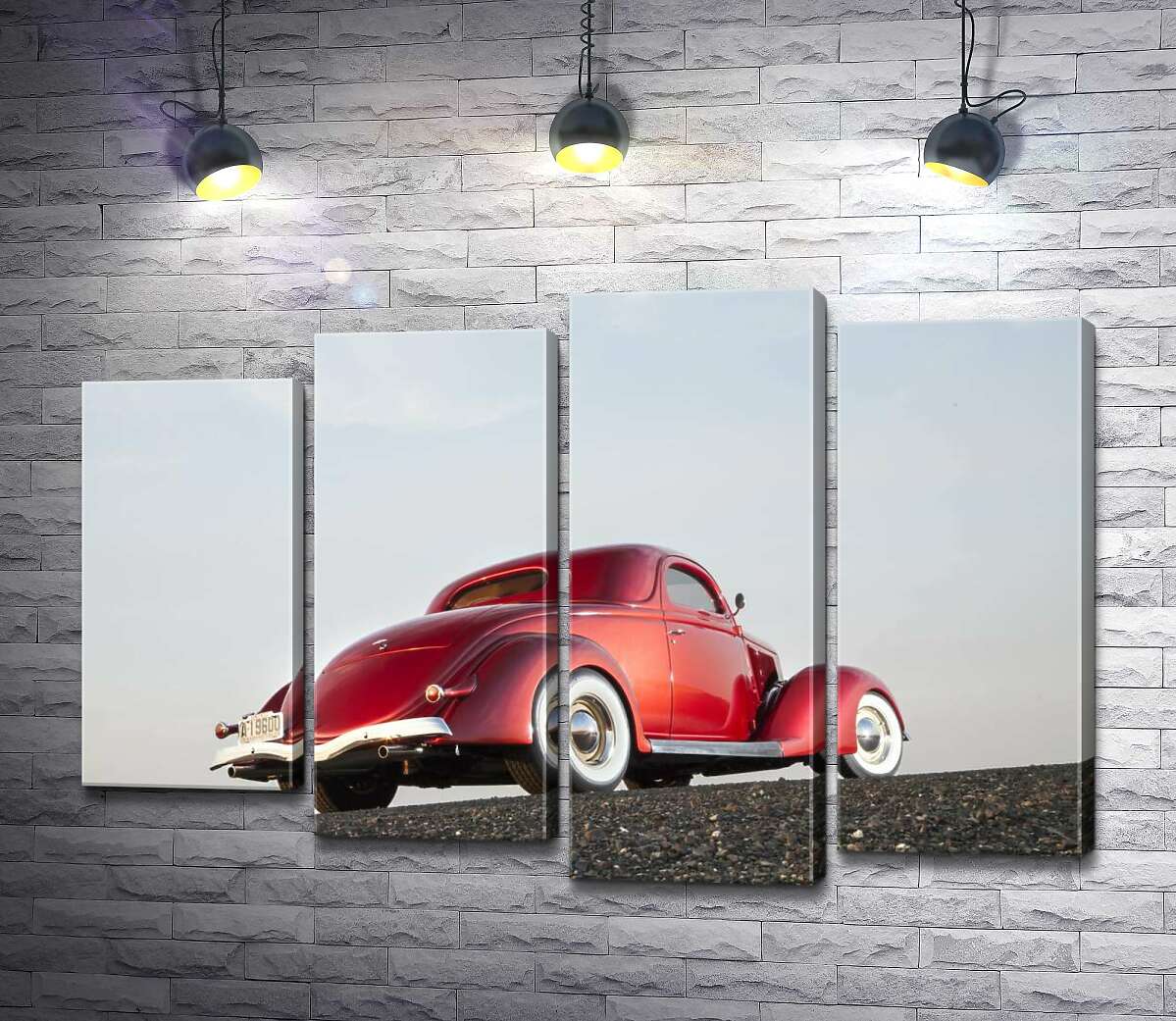 модульна картина Компактний автомобіль Ford Coupe штурмує вершину дороги (Модуль №3)