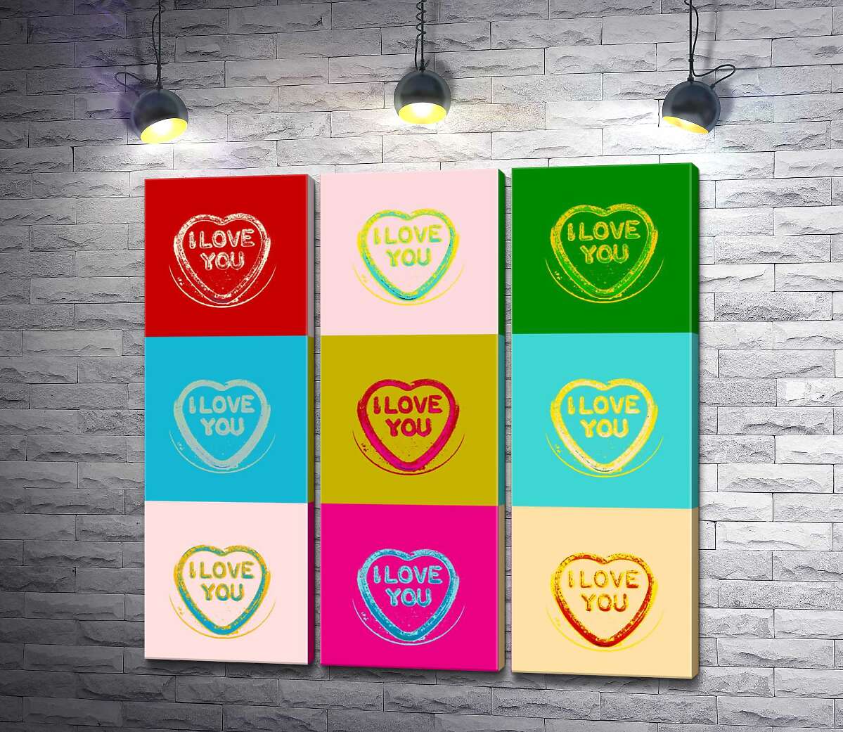 модульна картина Напис "I love you" в яскравому стилі поп-арт