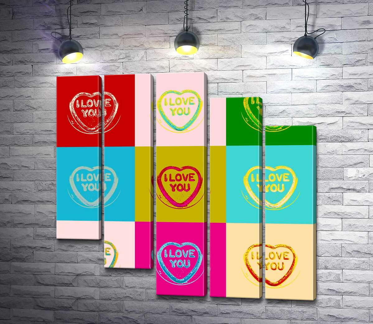 модульна картина Напис "I love you" в яскравому стилі поп-арт (Модуль №28)