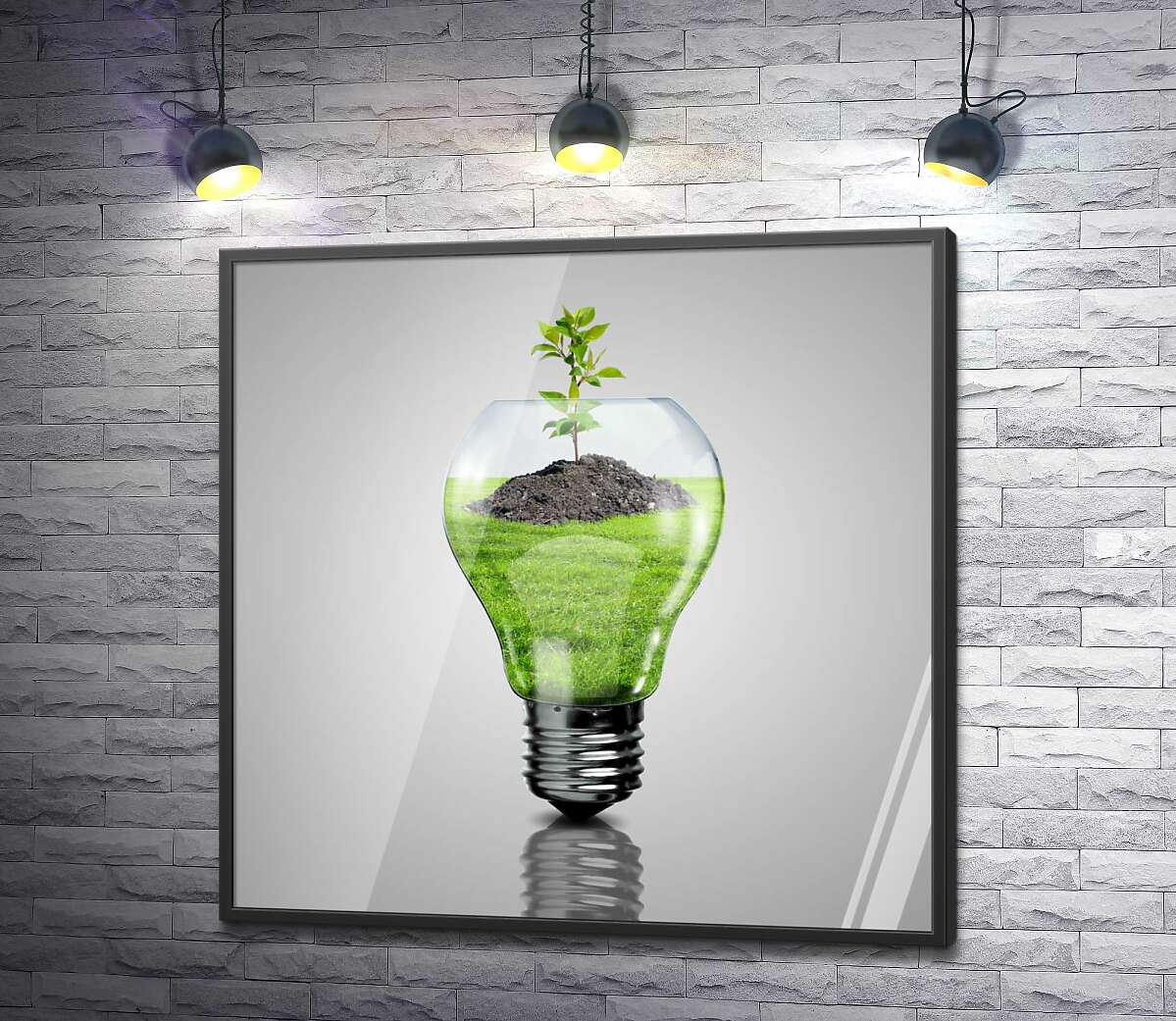 постер Дерево в лампе как призыв беречь экологию