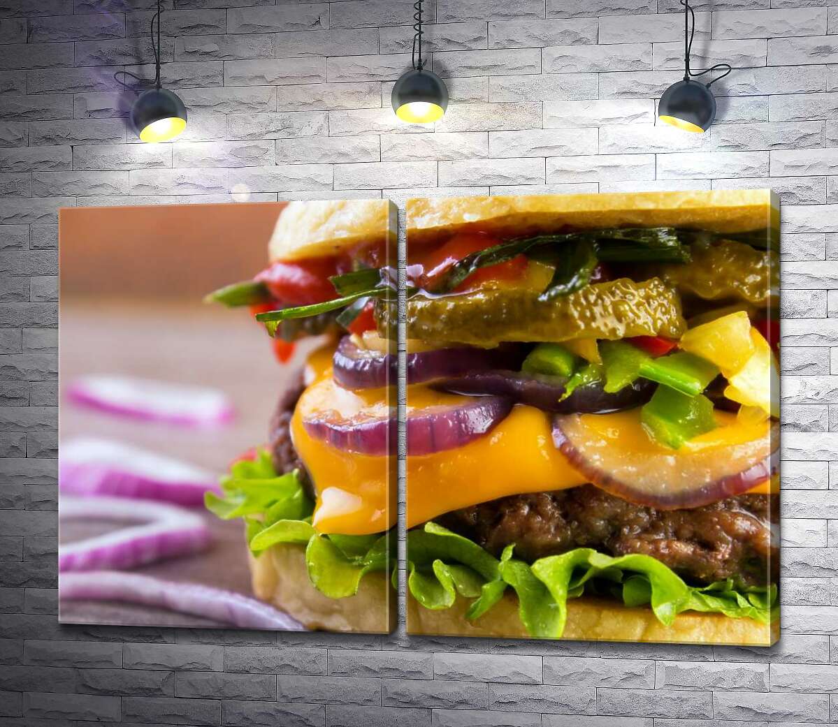 модульная картина Аппетитные слои бургера
