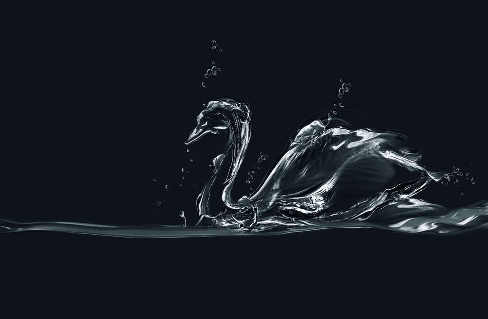 картина-постер Волны прозрачной воды в силуэте лебедя