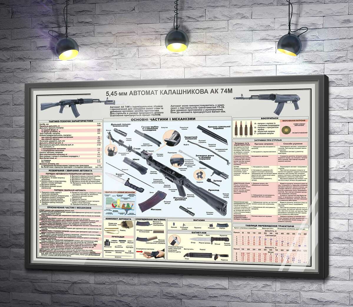 постер Навчальний плакат автомата Калашнікова (АК - 74М)