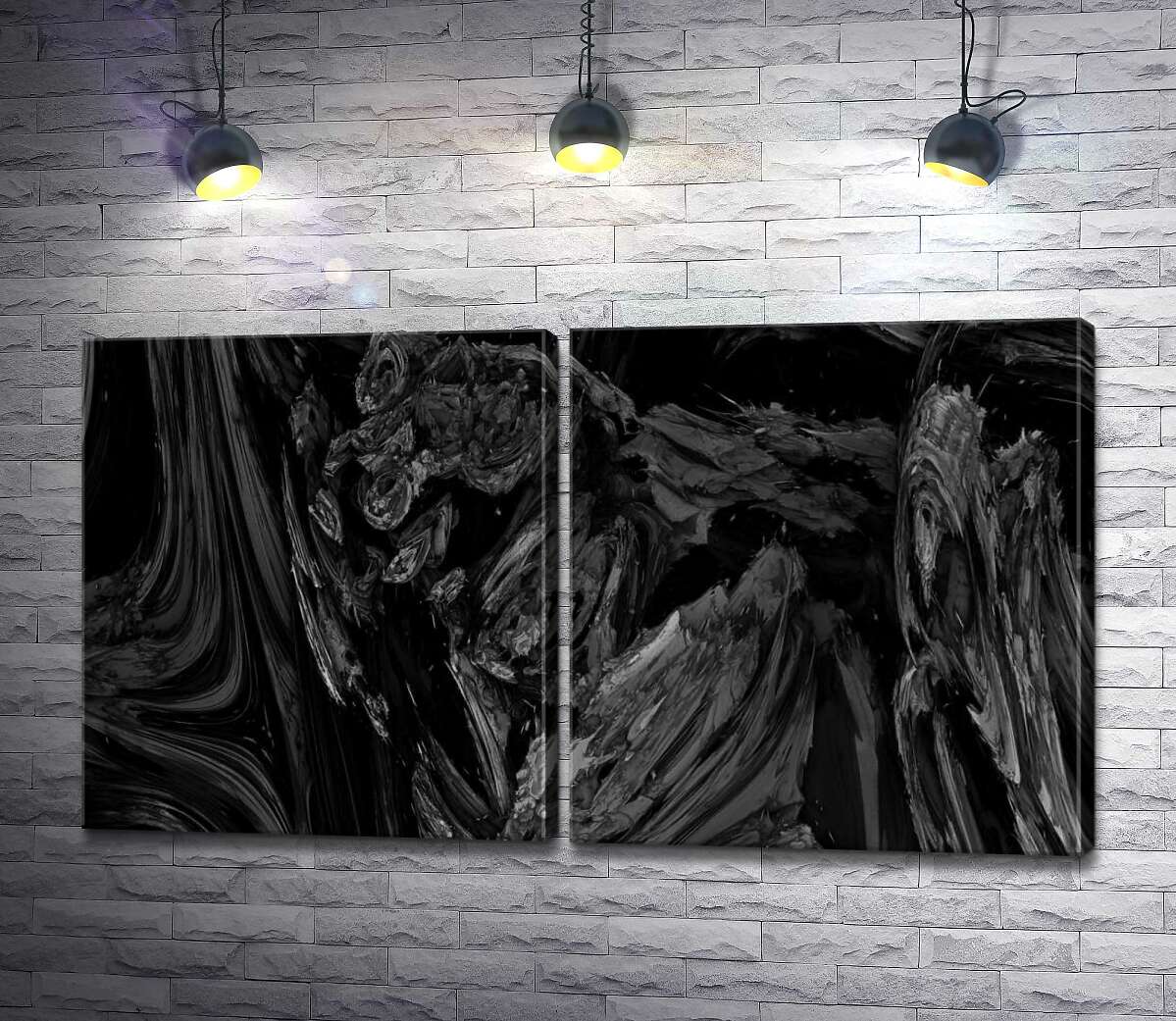 модульная картина Мраморный узор черно-белой абстракции