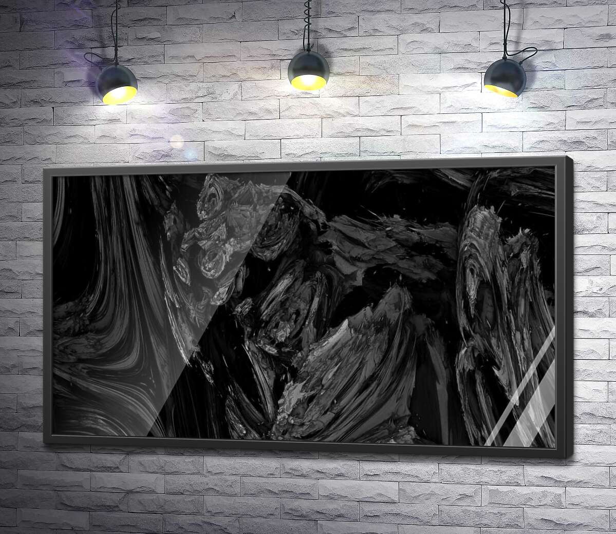 постер Мармуровий візерунок чорно-білої абстракції
