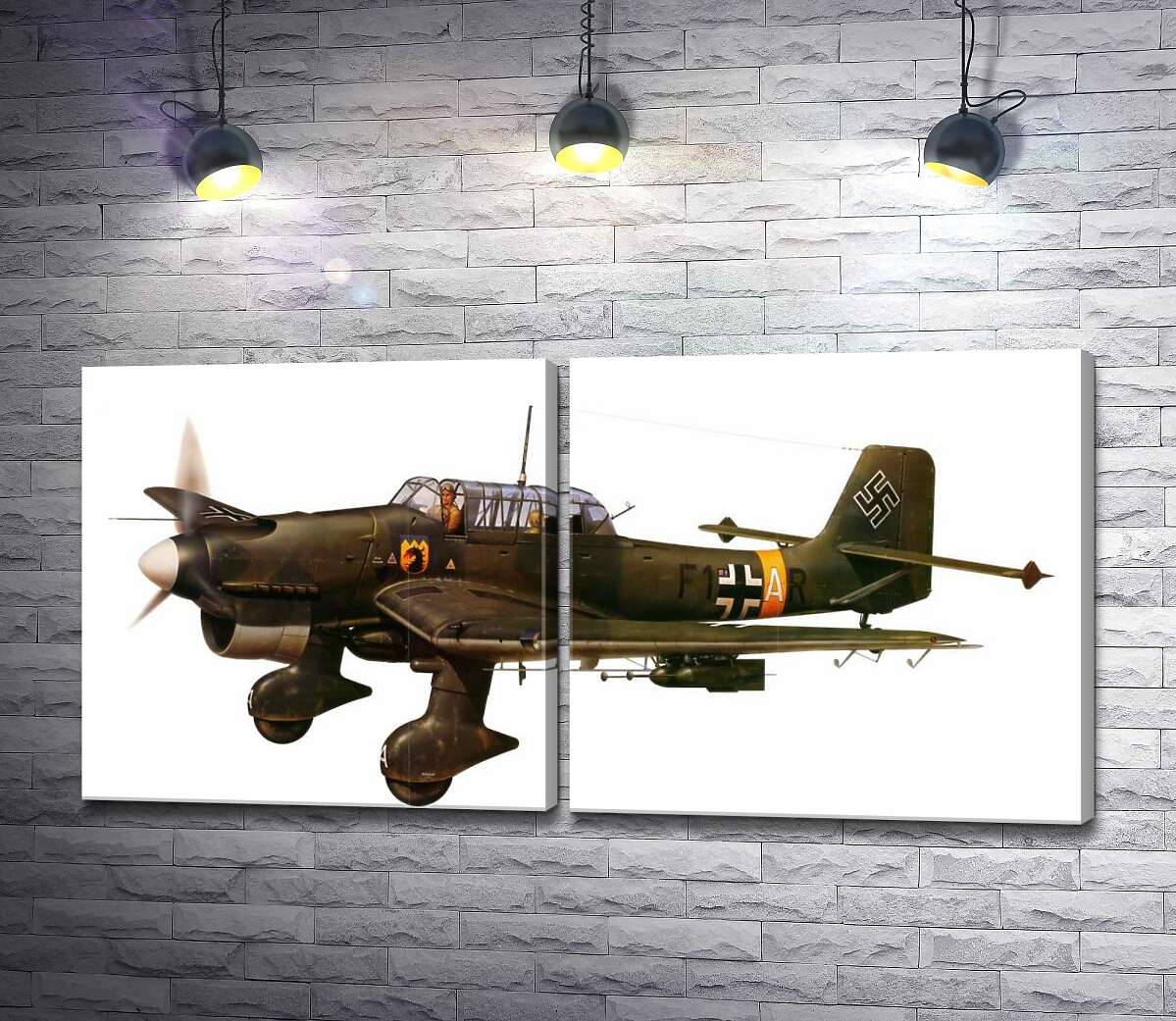 модульная картина "Штука" (Junkers Ju 87) немецкий пикирующий бомбардировщик времен Второй мировой войны