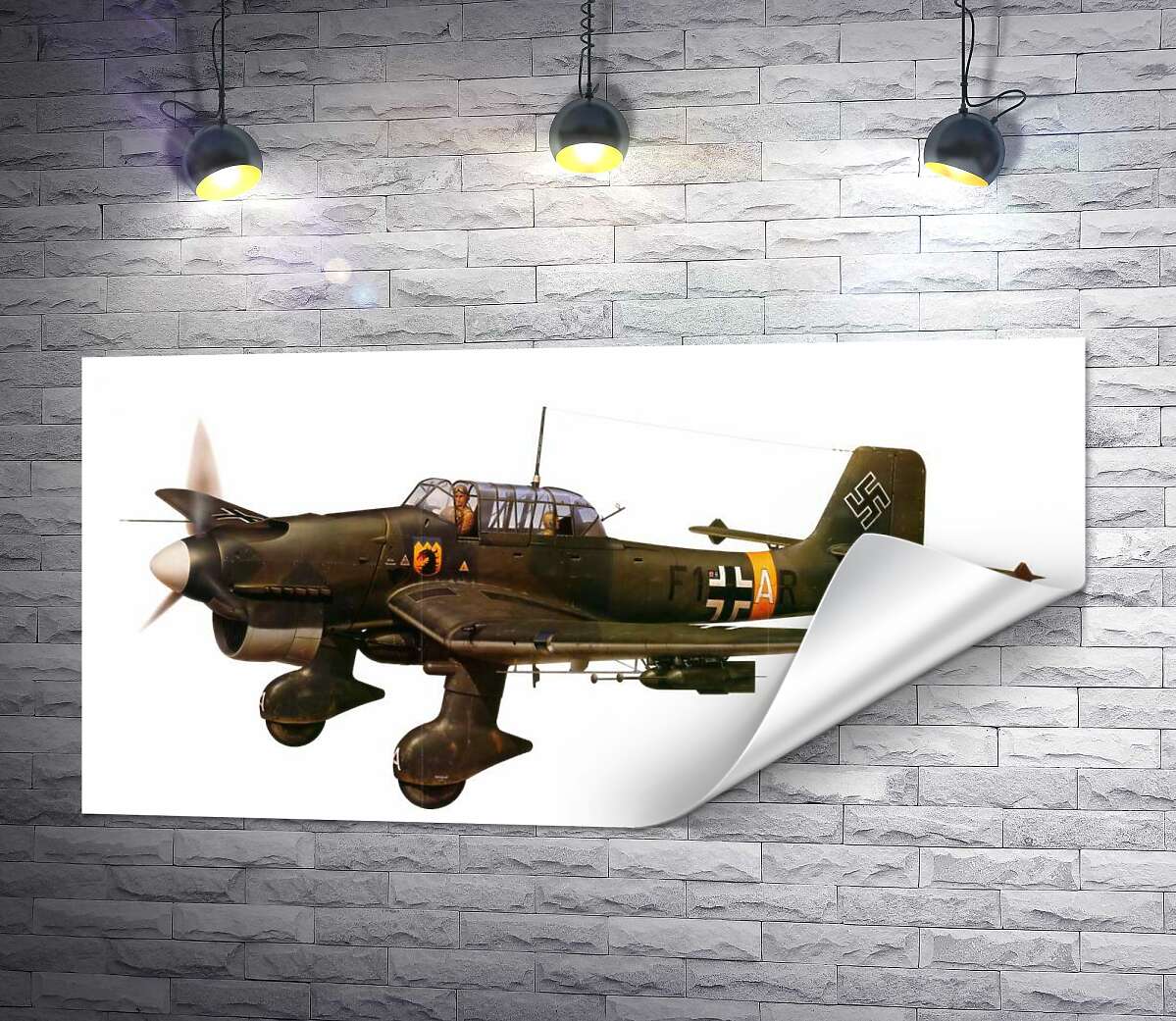 печать "Штука" (Junkers Ju 87) немецкий пикирующий бомбардировщик времен Второй мировой войны