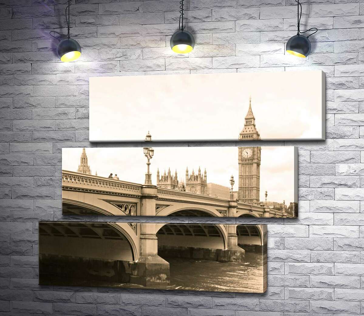 модульная картина Башня Биг-Бен (Big Ben) виднеется из-за Вестминтерского моста (Westminster Bridge) (Модуль №17)