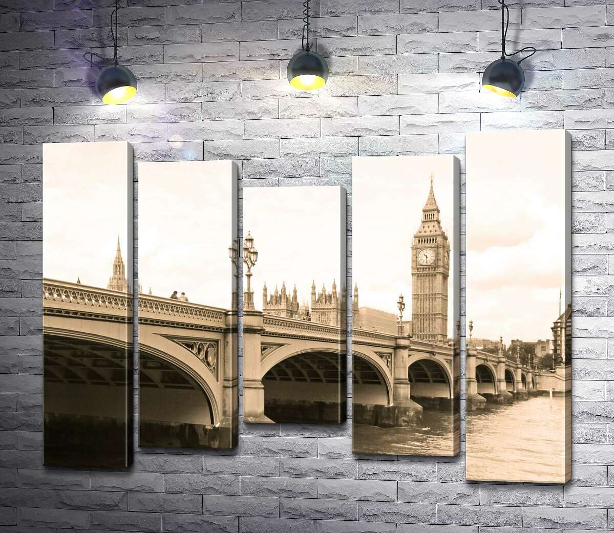 модульная картина Башня Биг-Бен (Big Ben) виднеется из-за Вестминтерского моста (Westminster Bridge) (Модуль №27)