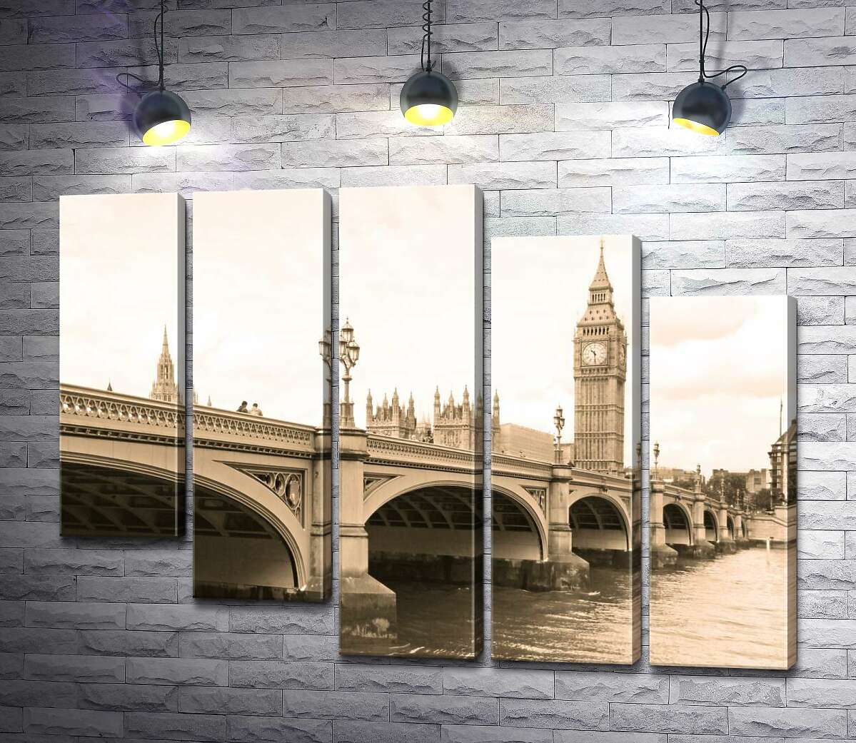 модульна картина Вежа Біг-Бен (Big Ben) видніється з-за Вестмінтерського мосту (Westminster Bridge) (Модуль №28)