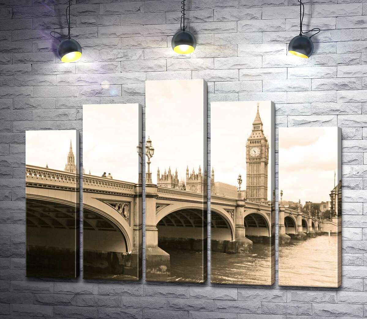 модульна картина Вежа Біг-Бен (Big Ben) видніється з-за Вестмінтерського мосту (Westminster Bridge) (Модуль №29)