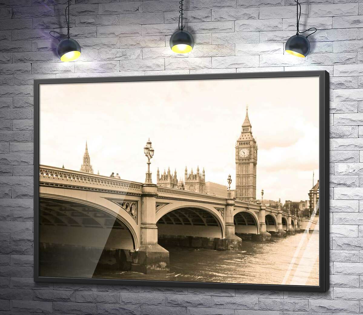 постер Башня Биг-Бен (Big Ben) виднеется из-за Вестминтерского моста (Westminster Bridge)