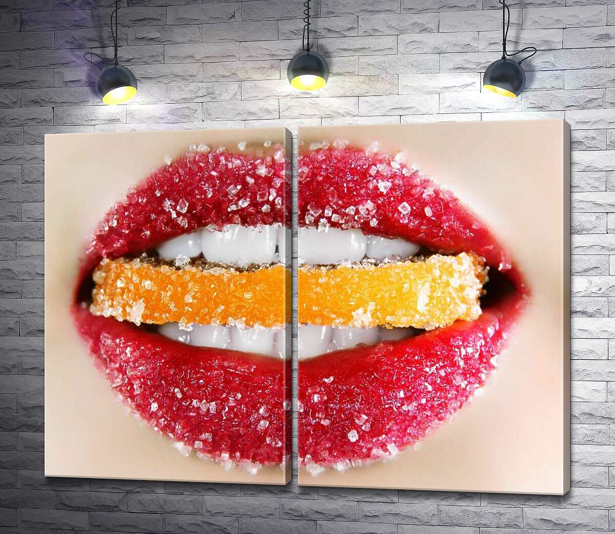 модульная картина Сахарные губы кусают апельсиновый мармелад