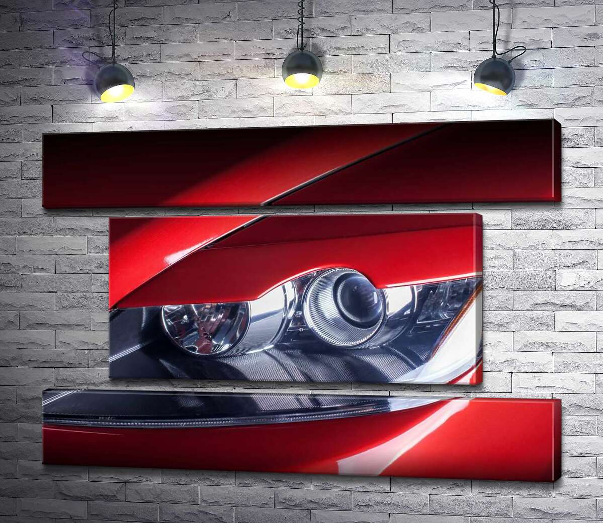 модульна картина Вигини фари червоного автомобіля Mazda CX-7 (Модуль №18)