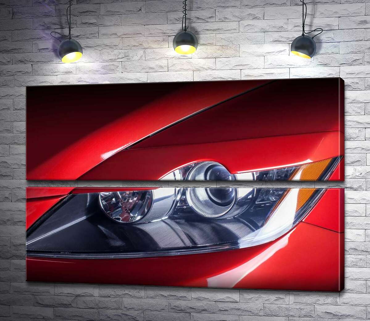 модульна картина Вигини фари червоного автомобіля Mazda CX-7 (Модуль №7)