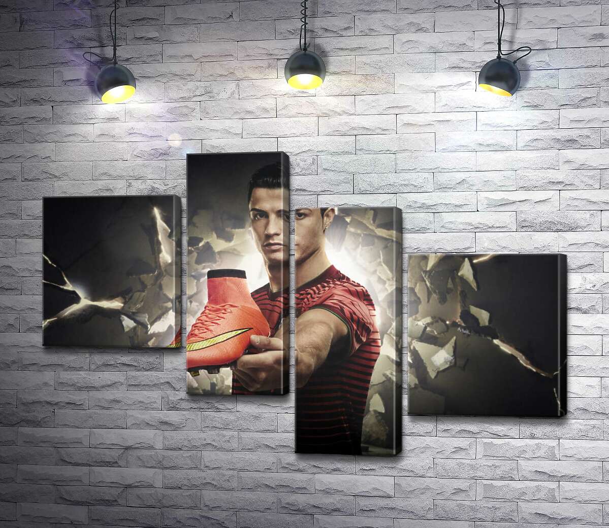 модульна картина Кріштіану Роналду (Cristiano Ronaldo) рекламує футбольні бутси від фірми Nike (Модуль №21)