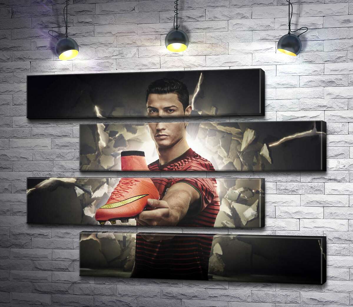 модульна картина Кріштіану Роналду (Cristiano Ronaldo) рекламує футбольні бутси від фірми Nike (Модуль №23)