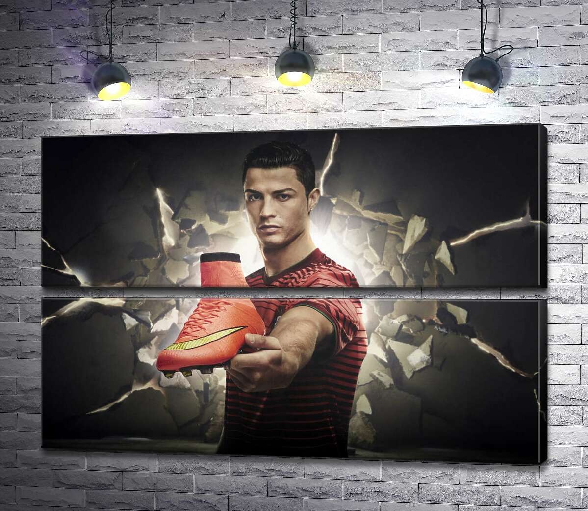 модульна картина Кріштіану Роналду (Cristiano Ronaldo) рекламує футбольні бутси від фірми Nike (Модуль №7)