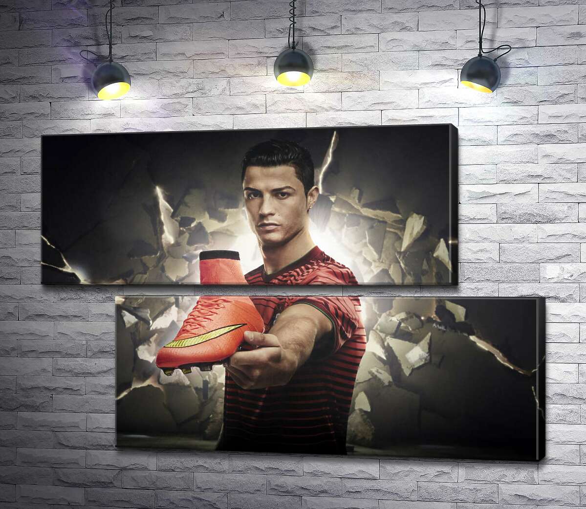 модульна картина Кріштіану Роналду (Cristiano Ronaldo) рекламує футбольні бутси від фірми Nike (Модуль №8)