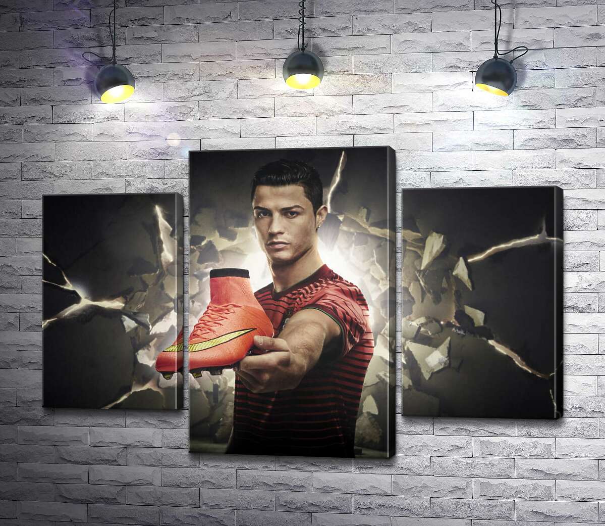 модульна картина Кріштіану Роналду (Cristiano Ronaldo) рекламує футбольні бутси від фірми Nike (Модуль №10)
