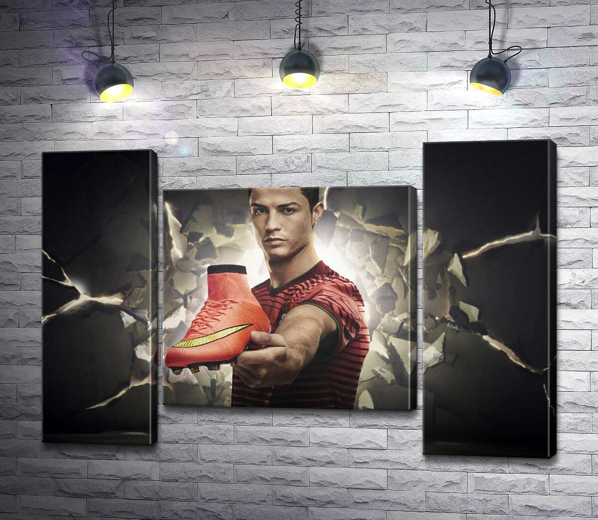 модульна картина Кріштіану Роналду (Cristiano Ronaldo) рекламує футбольні бутси від фірми Nike (Модуль №11)
