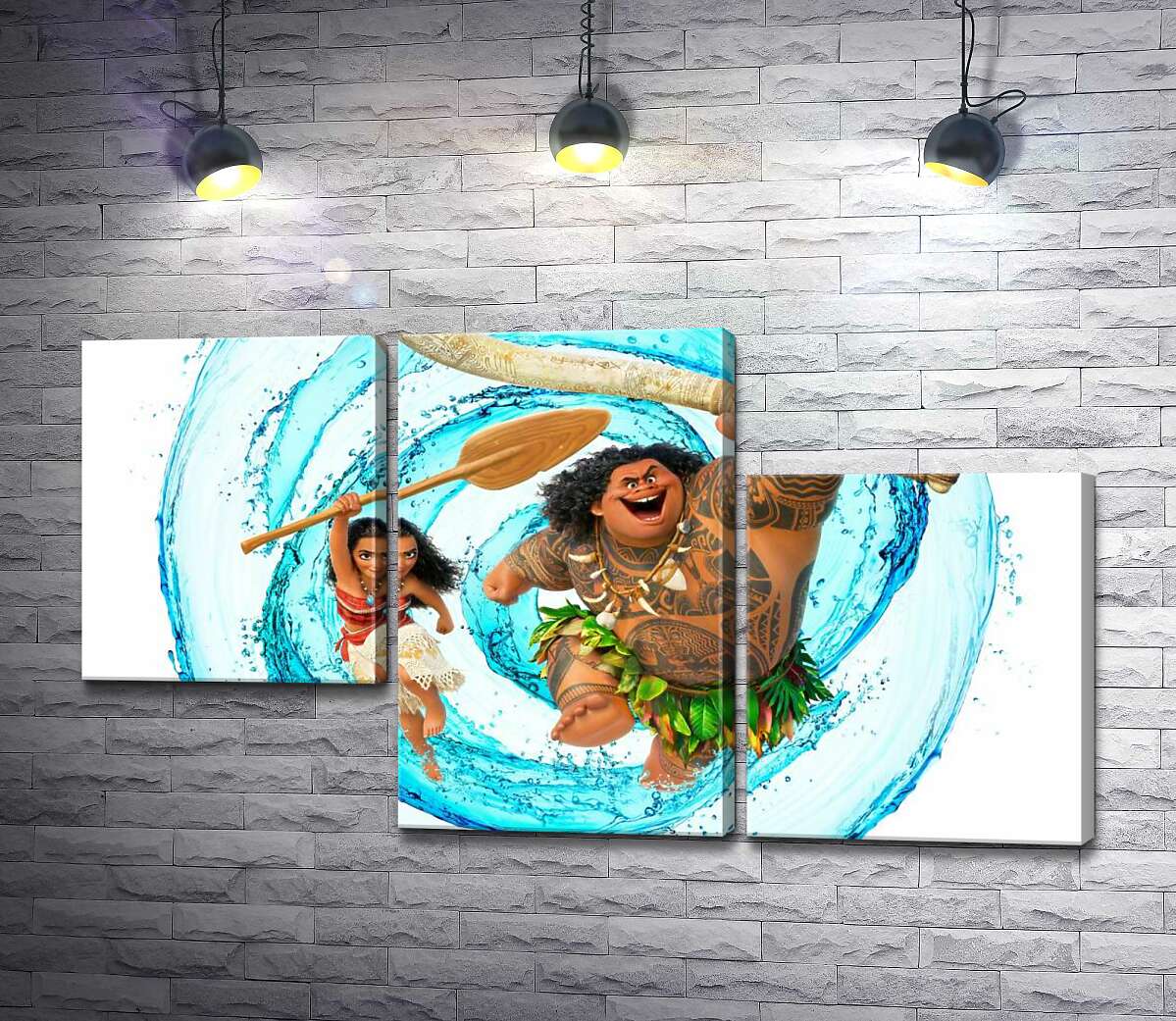 модульна картина Принцеса Моана (Moana) та напівбог Мауї (Maui) на постері до мультфільму (Модуль №13)