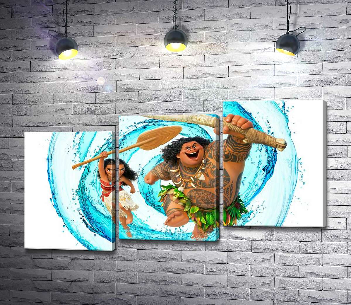 модульна картина Принцеса Моана (Moana) та напівбог Мауї (Maui) на постері до мультфільму (Модуль №14)