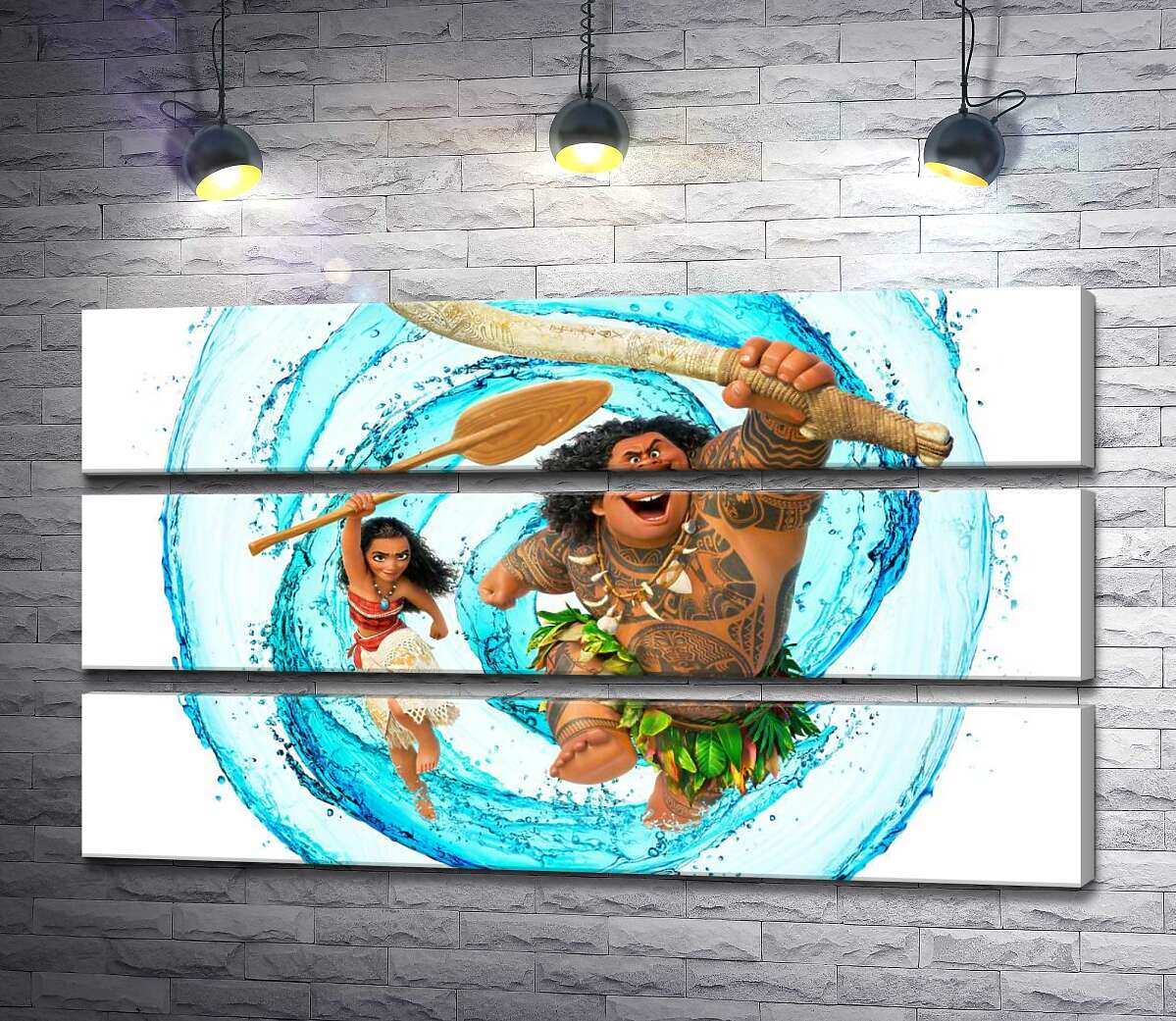 модульная картина Принцесса Моана (Moana) и полубог Мауи (Maui) на постере к мультфильму (Модуль №15)