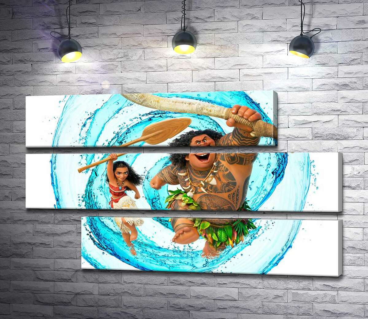модульная картина Принцесса Моана (Moana) и полубог Мауи (Maui) на постере к мультфильму (Модуль №16)