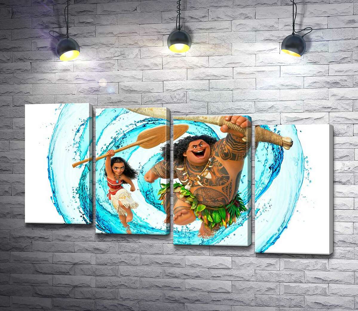 модульна картина Принцеса Моана (Moana) та напівбог Мауї (Maui) на постері до мультфільму (Модуль №19)