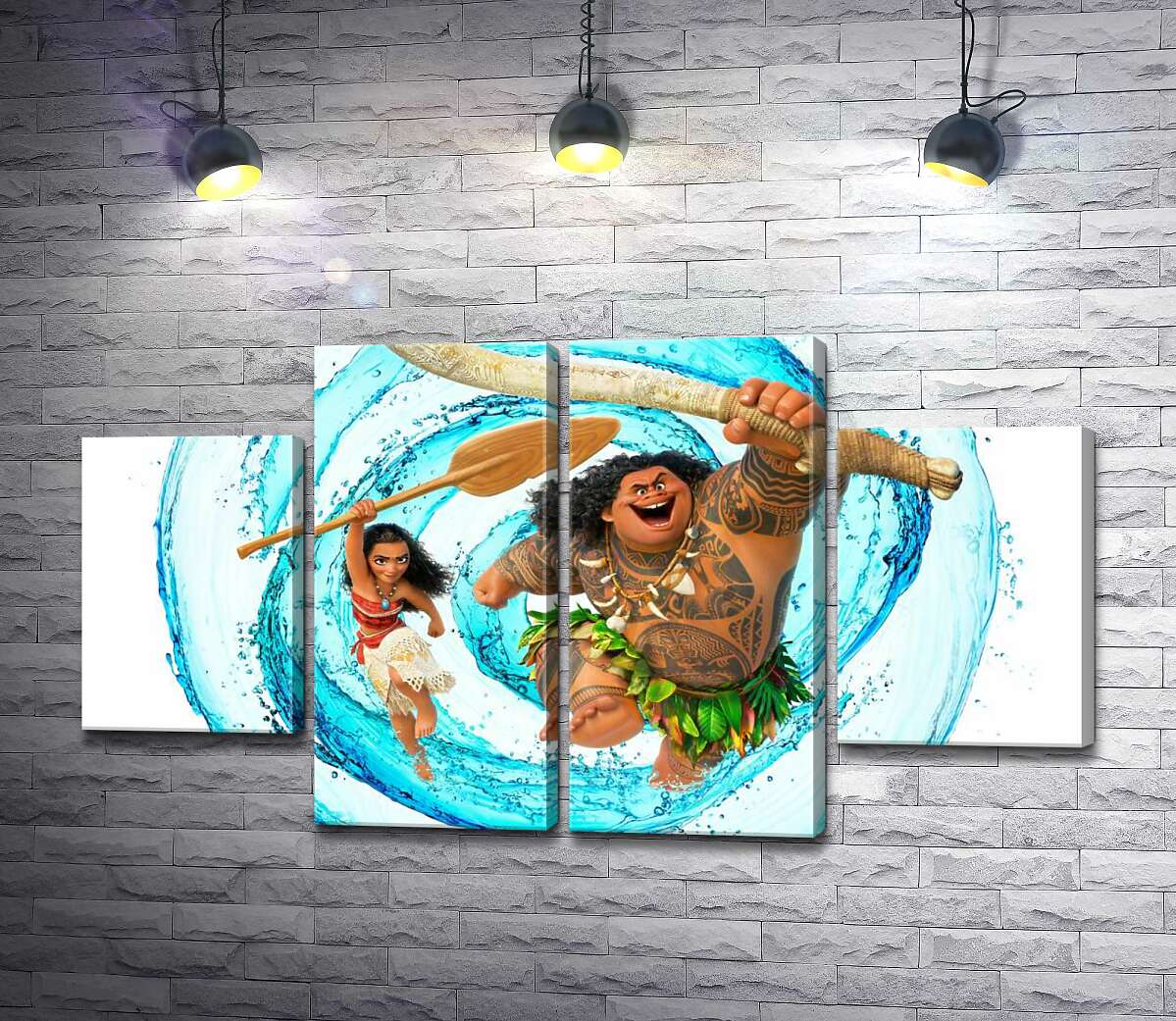 модульна картина Принцеса Моана (Moana) та напівбог Мауї (Maui) на постері до мультфільму (Модуль №20)