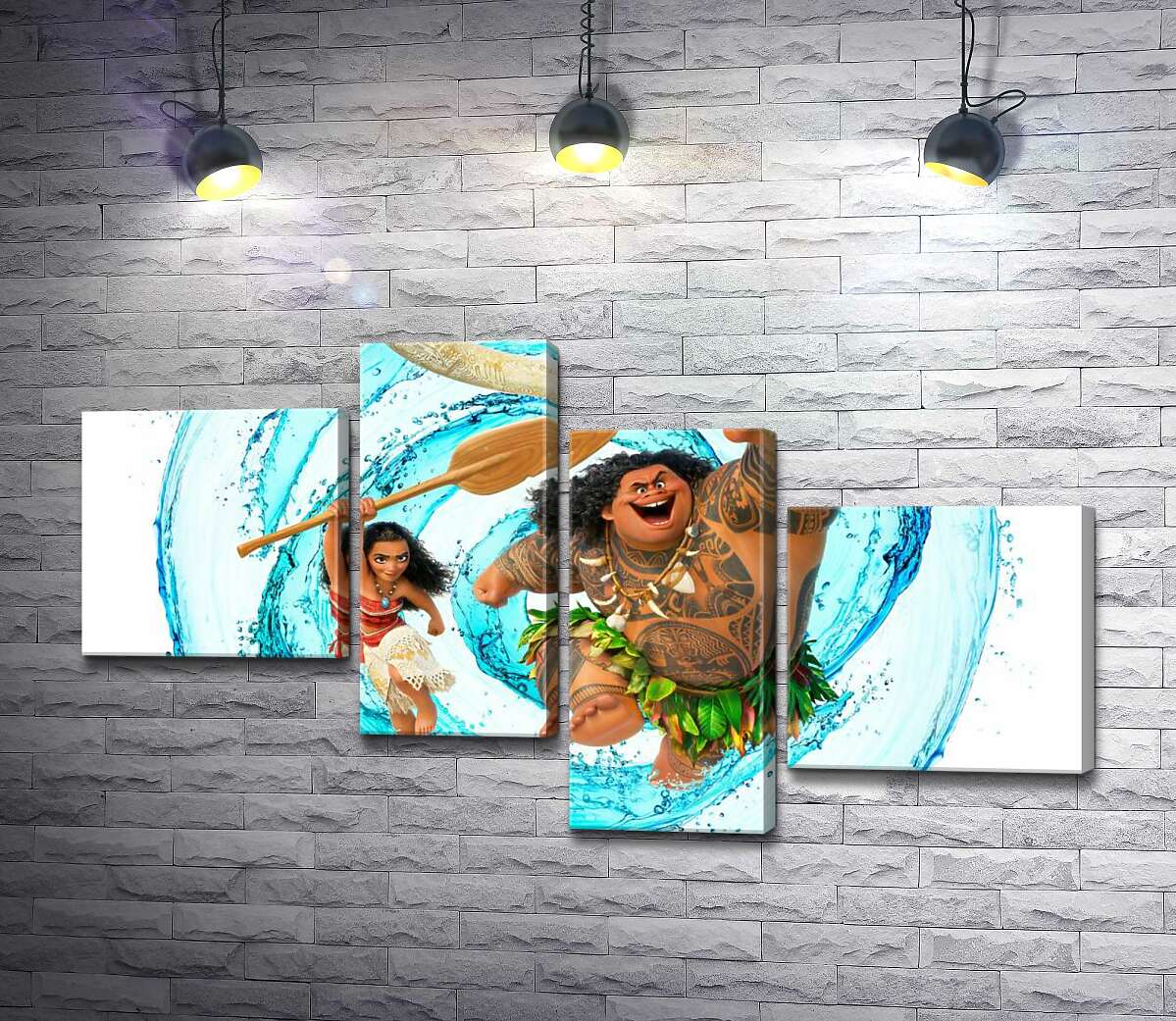 модульна картина Принцеса Моана (Moana) та напівбог Мауї (Maui) на постері до мультфільму (Модуль №21)
