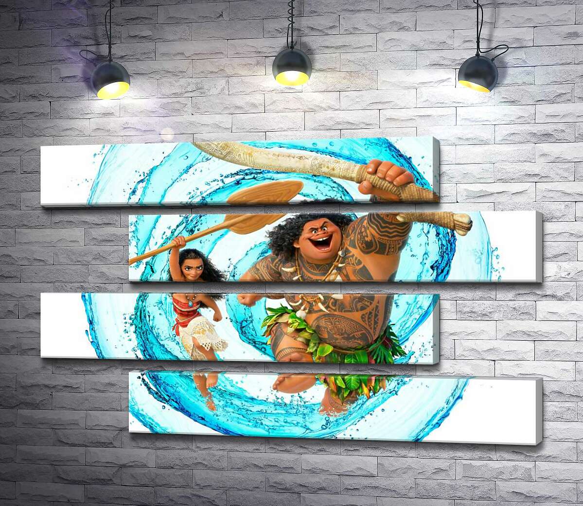модульная картина Принцесса Моана (Moana) и полубог Мауи (Maui) на постере к мультфильму (Модуль №23)