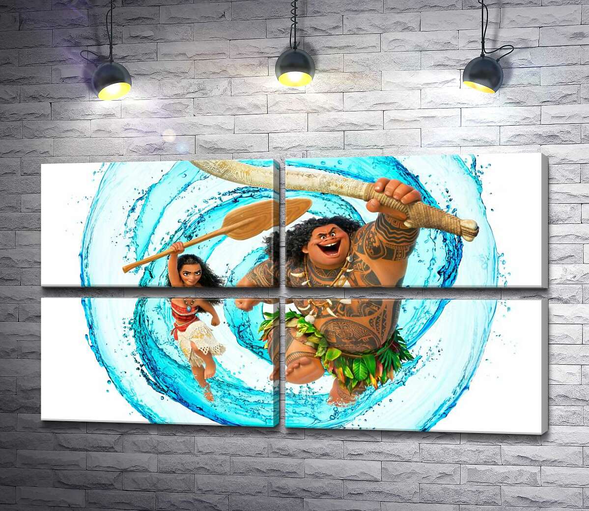 модульна картина Принцеса Моана (Moana) та напівбог Мауї (Maui) на постері до мультфільму (Модуль №25)