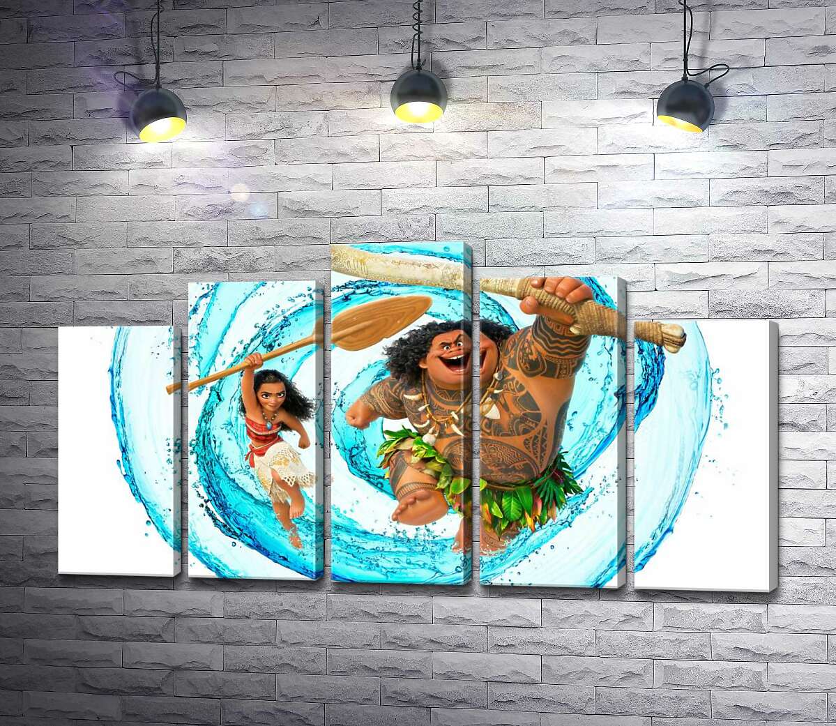модульная картина Принцесса Моана (Moana) и полубог Мауи (Maui) на постере к мультфильму (Модуль №29)