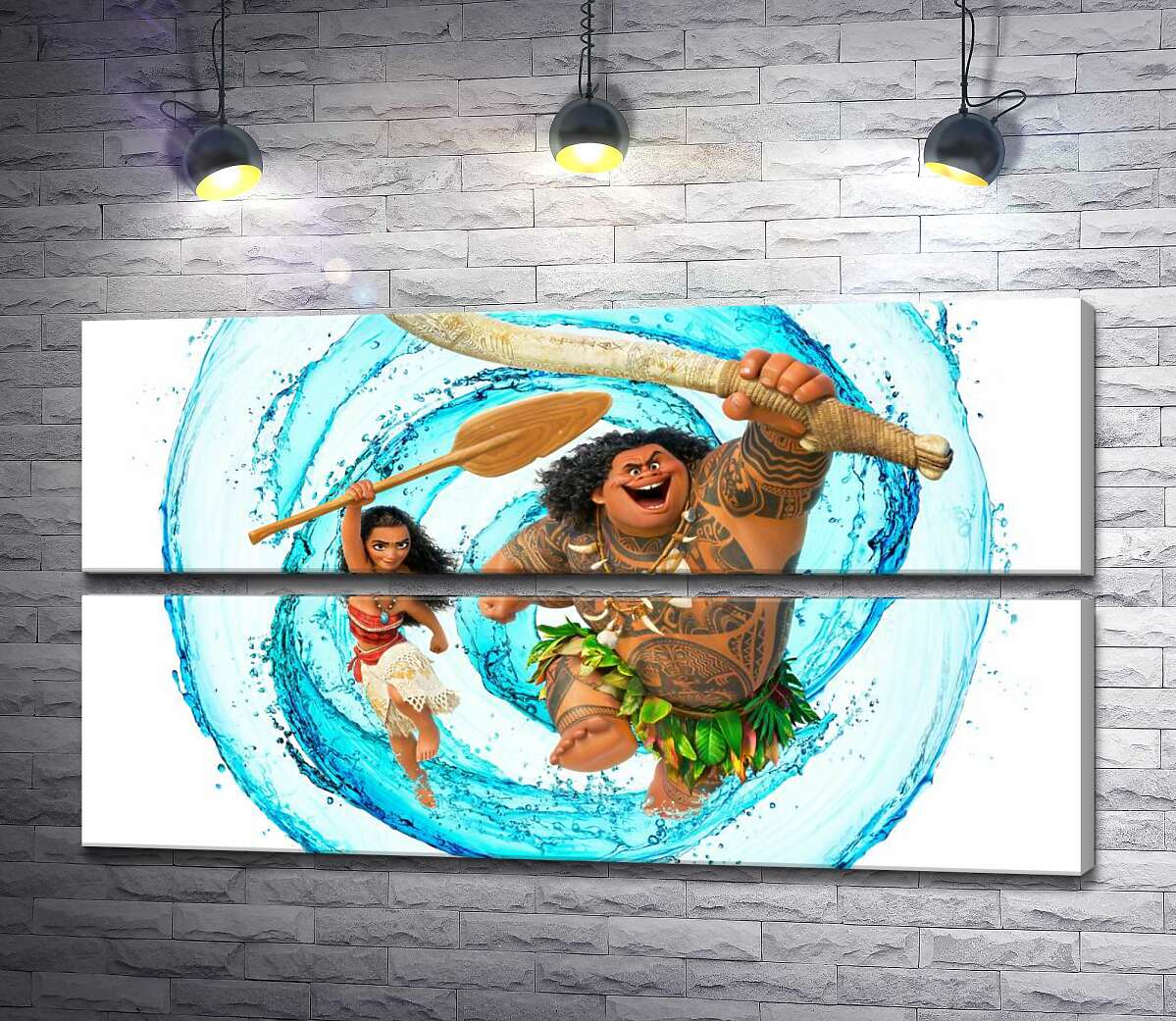 модульная картина Принцесса Моана (Moana) и полубог Мауи (Maui) на постере к мультфильму (Модуль №7)