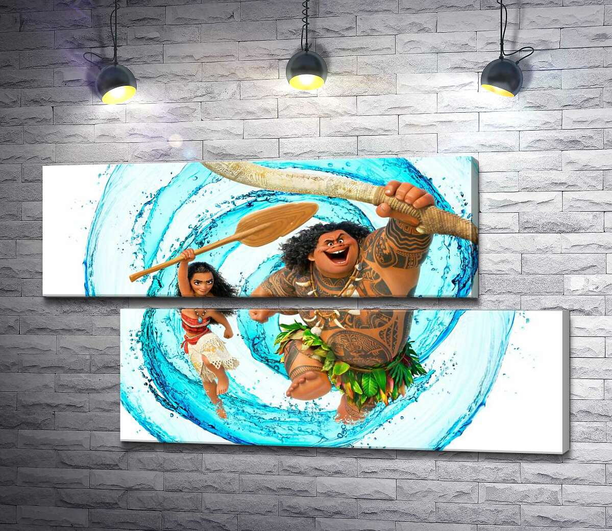 модульная картина Принцесса Моана (Moana) и полубог Мауи (Maui) на постере к мультфильму (Модуль №8)