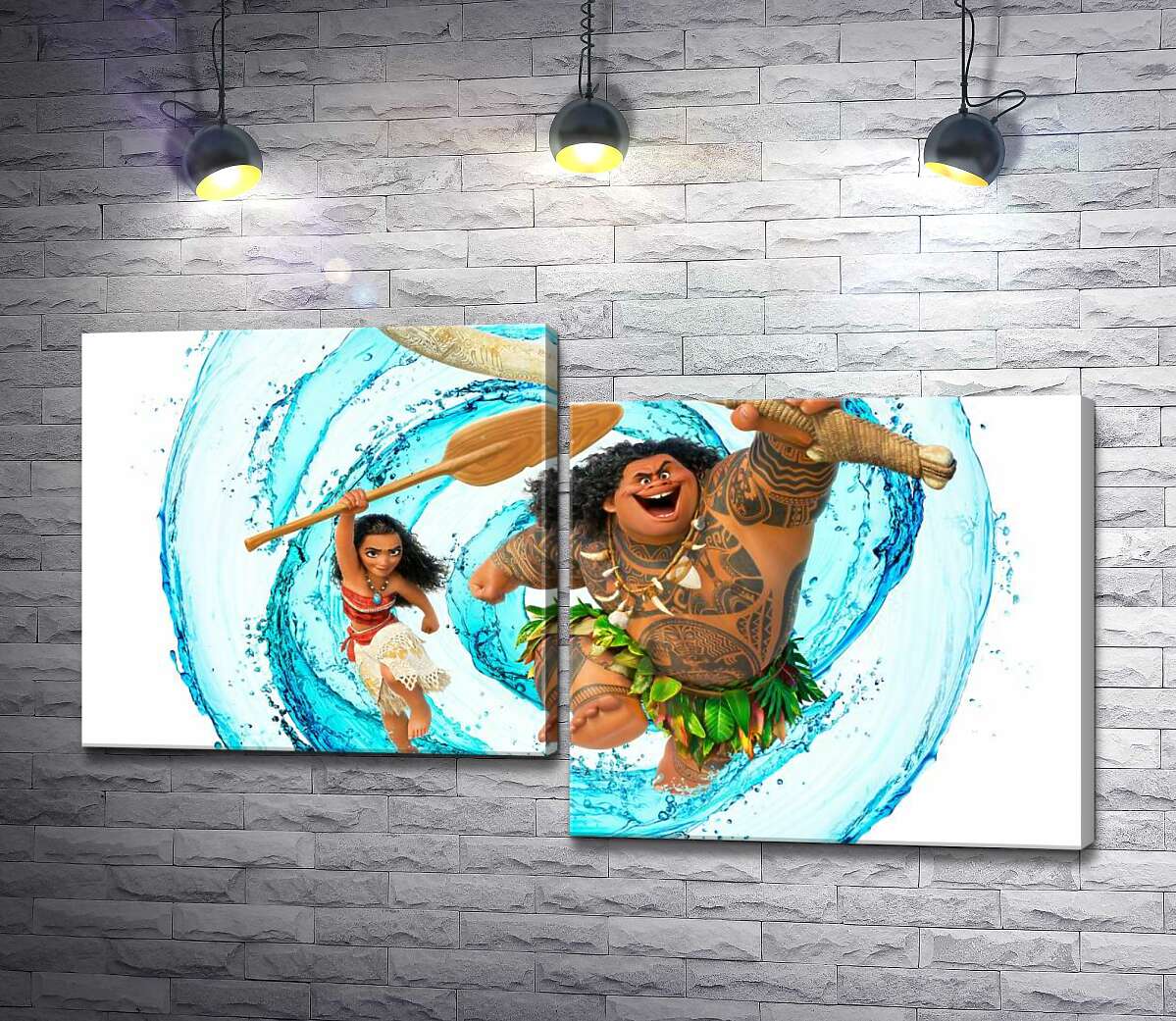 модульна картина Принцеса Моана (Moana) та напівбог Мауї (Maui) на постері до мультфільму (Модуль №9)