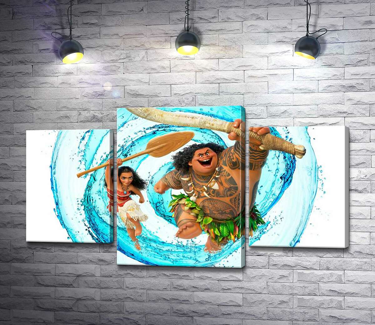 модульна картина Принцеса Моана (Moana) та напівбог Мауї (Maui) на постері до мультфільму (Модуль №10)