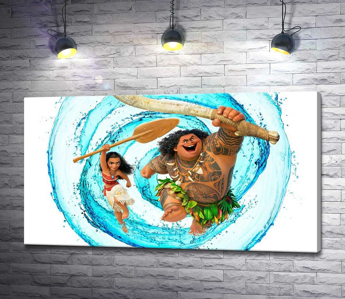 картина Принцесса Моана (Moana) и полубог Мауи (Maui) на постере к мультфильму