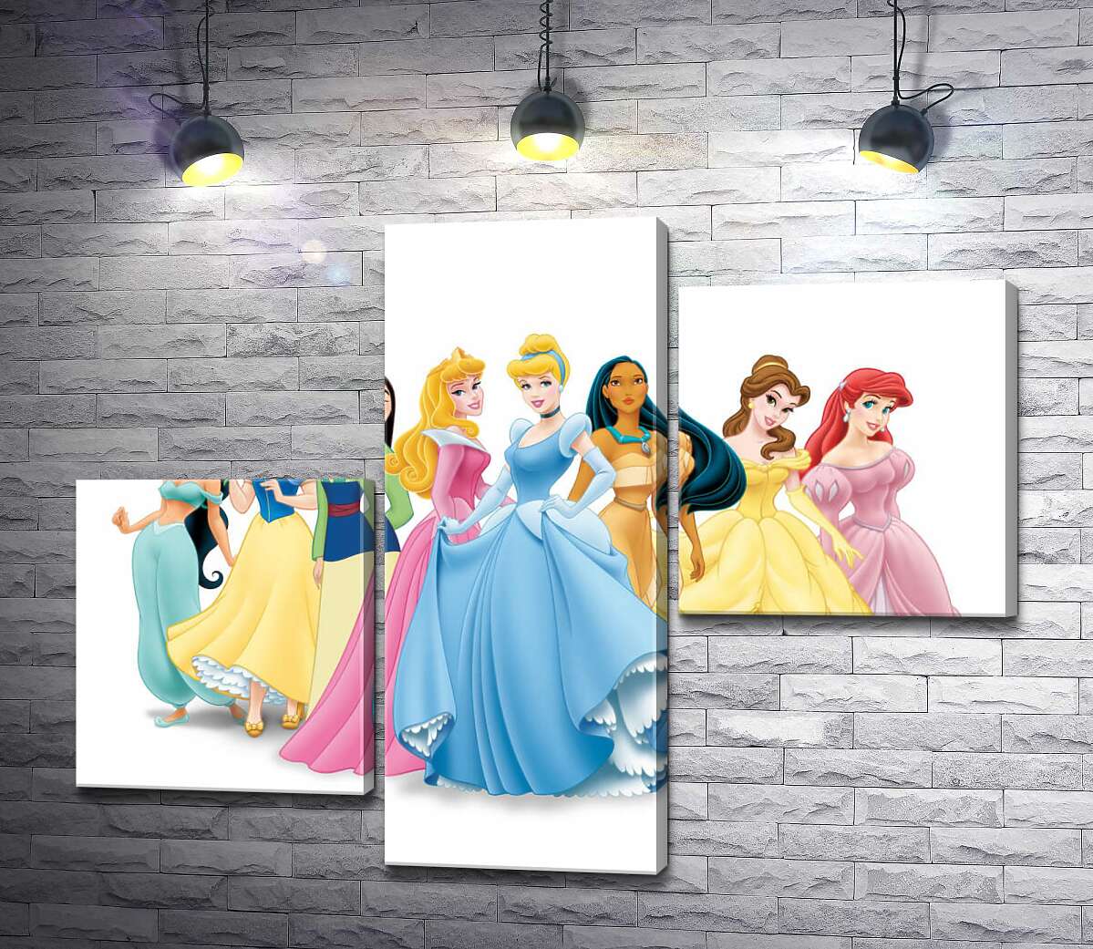 модульна картина Прекрасні принцеси мультфільмів "Дісней" (Disney) (Модуль №12)